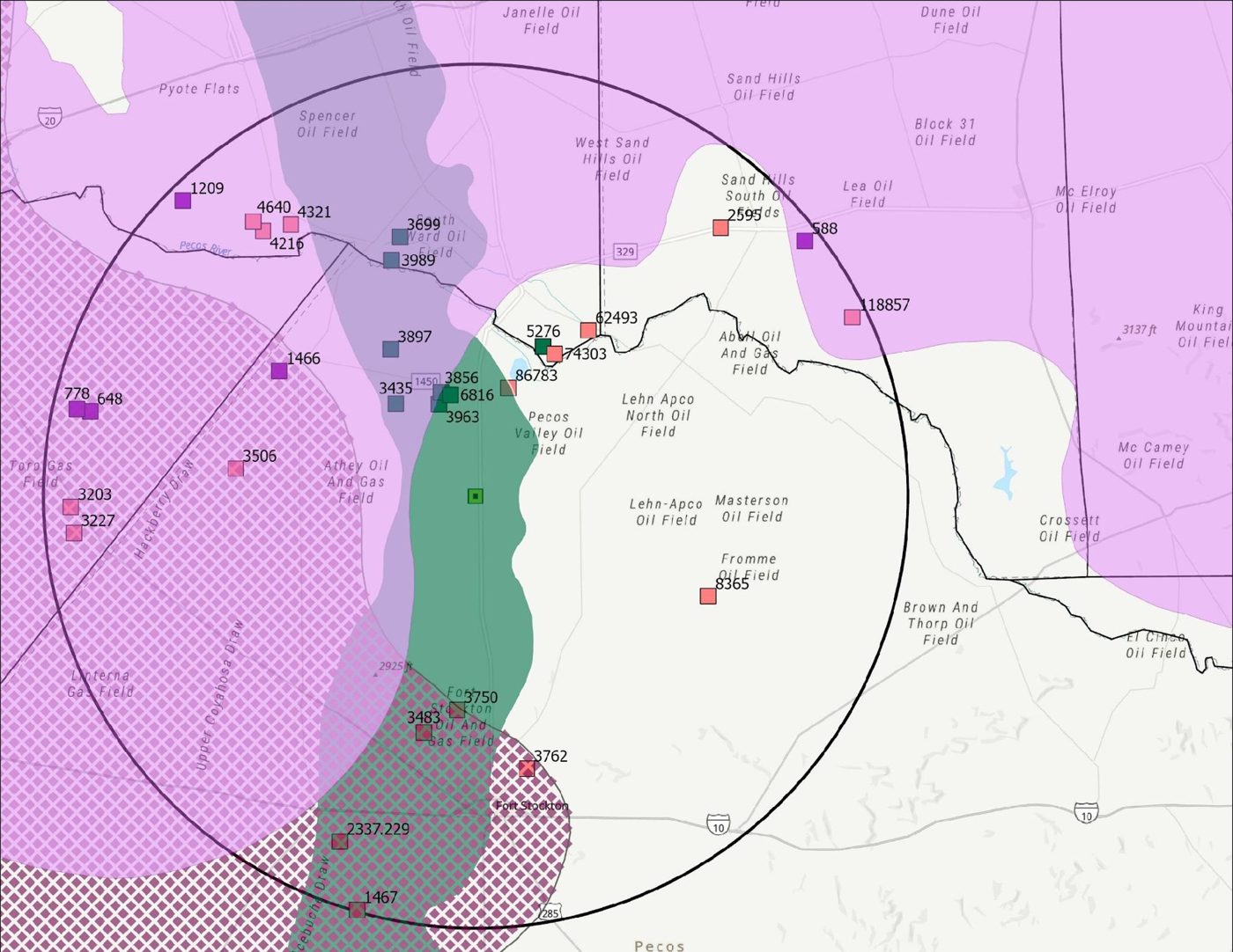 Map of deep aquifer extents including Capitan Reef with water quality wells
